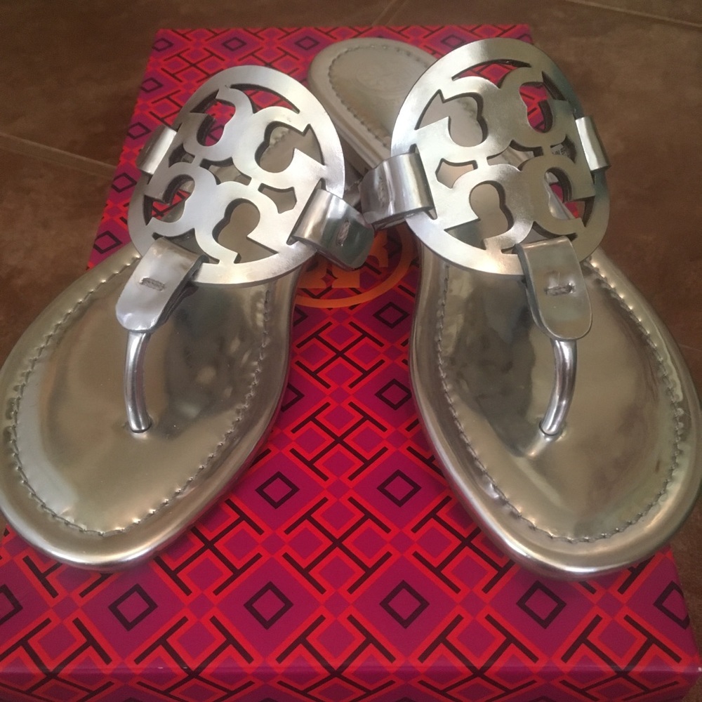 Tory Burch Miller Sandals Mirror Metallic 5.5